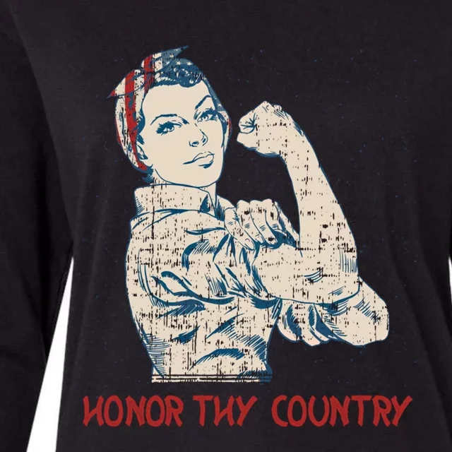 Honor Thy Country American Independence Usa Freedom Gift Womens Cotton Relaxed Long Sleeve T-Shirt