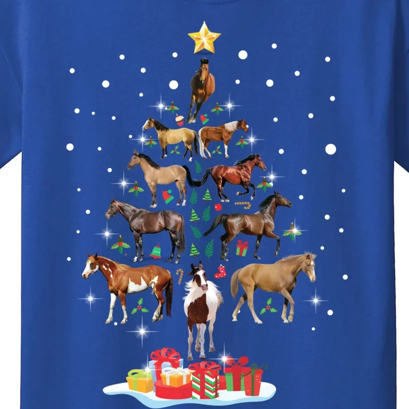 Horse Tree Christmas Horses Xmas Funny Gift Great Gift Kids T-Shirt