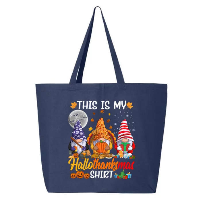 Halloween Thanksgiving Christmas Funny Hallothanksmas Gnomes Great Gift 25L Jumbo Tote