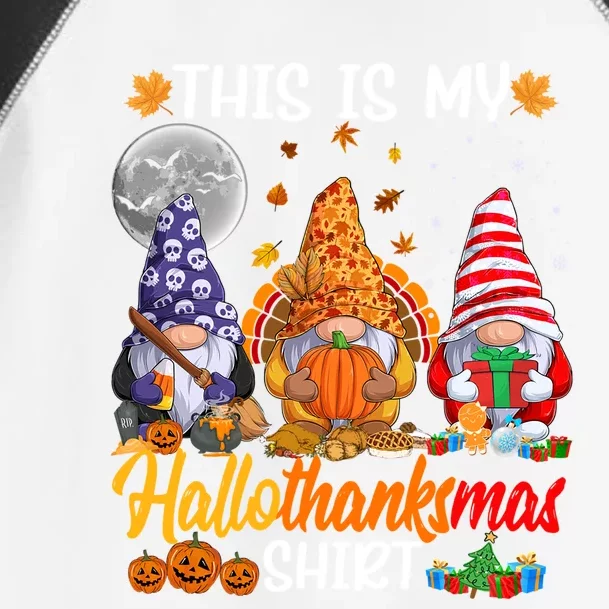 Halloween Thanksgiving Christmas Funny Hallothanksmas Gnomes Great Gift Toddler Fine Jersey T-Shirt