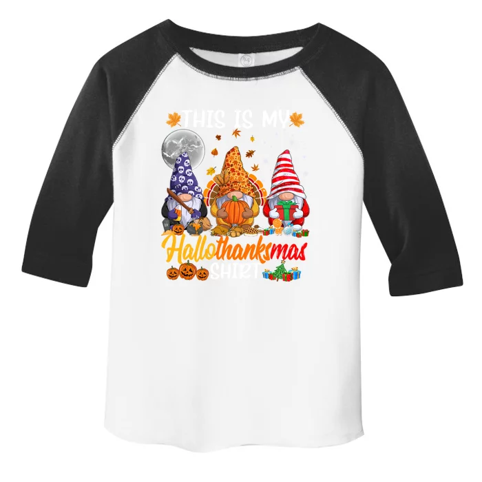 Halloween Thanksgiving Christmas Funny Hallothanksmas Gnomes Great Gift Toddler Fine Jersey T-Shirt