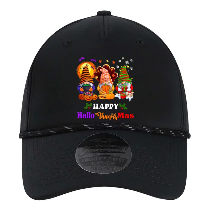 Halloween Thanksgiving Christmas Happy HalloThanksMas Gnomes Long Sleeve Performance The Dyno Cap