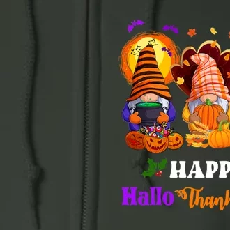 Halloween Thanksgiving Christmas Happy HalloThanksMas Gnomes Long Sleeve Full Zip Hoodie