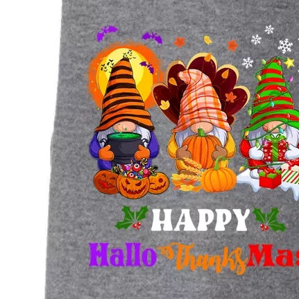 Halloween Thanksgiving Christmas Happy HalloThanksMas Gnomes Long Sleeve Doggie 3-End Fleece Hoodie