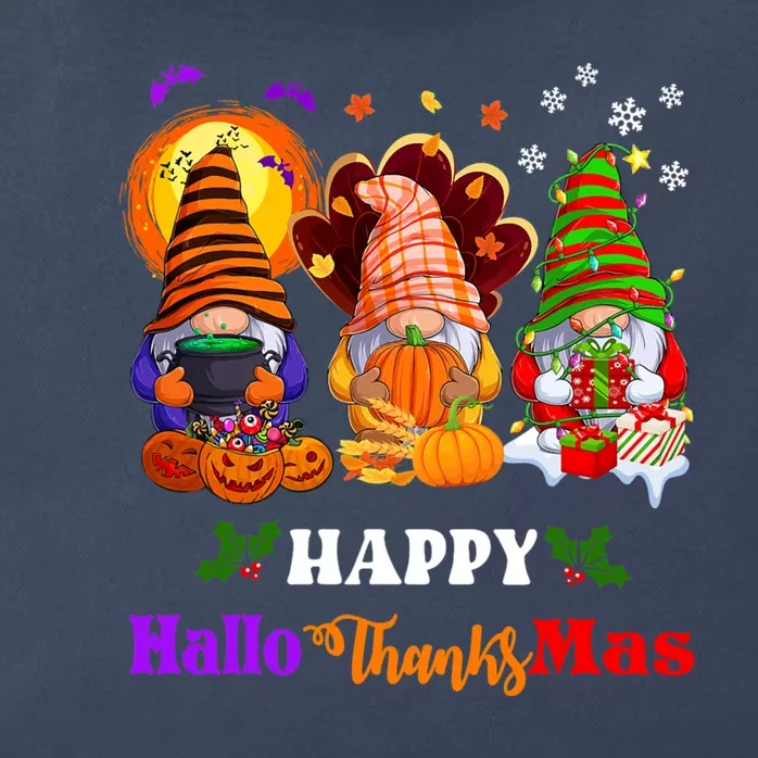 Halloween Thanksgiving Christmas Happy HalloThanksMas Gnomes Long Sleeve Zip Tote Bag