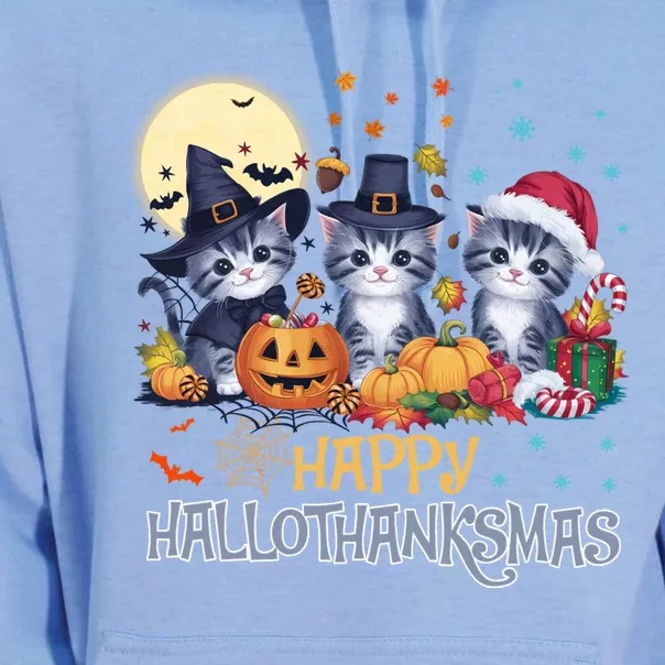 Halloween Thanksgiving Christmas Happy Hallothanksmas Cats Unisex Surf Hoodie