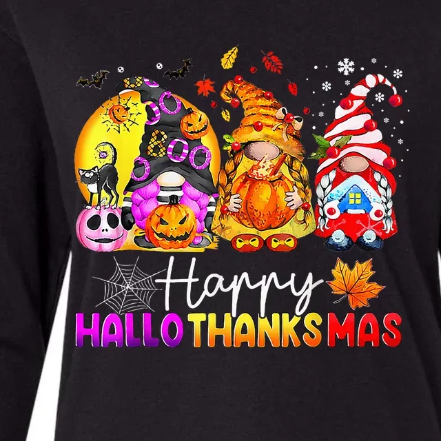 Halloween Thanksgiving Christmas Happy Hallothanksmas Gnomes Premium Womens Cotton Relaxed Long Sleeve T-Shirt