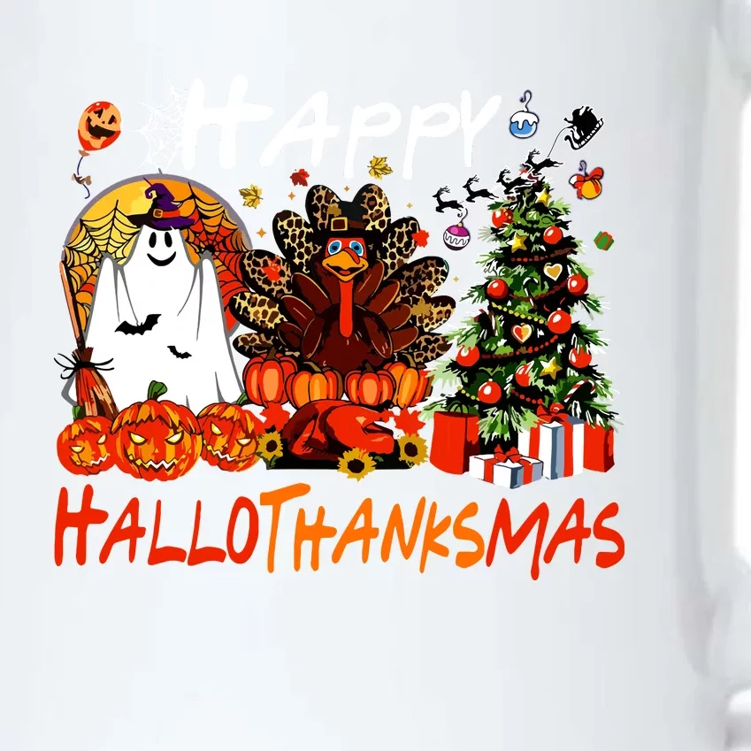 Halloween Thanksgiving Christmas Turkey Happy Hallothanksmas Black Color Changing Mug