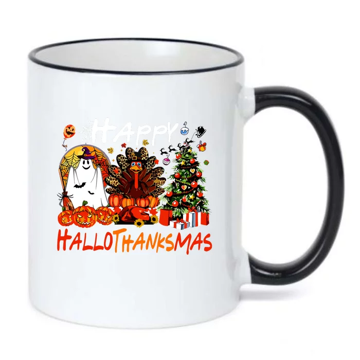 Halloween Thanksgiving Christmas Turkey Happy Hallothanksmas Black Color Changing Mug