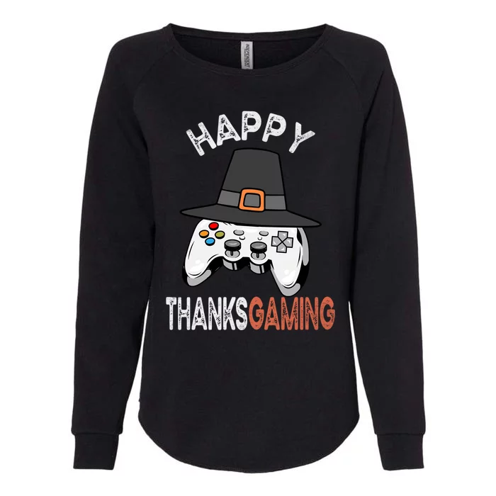 Happy Thanksgaming Cute Video Game Controller Thanksgiving Gift Womens California Wash Sweatshirt