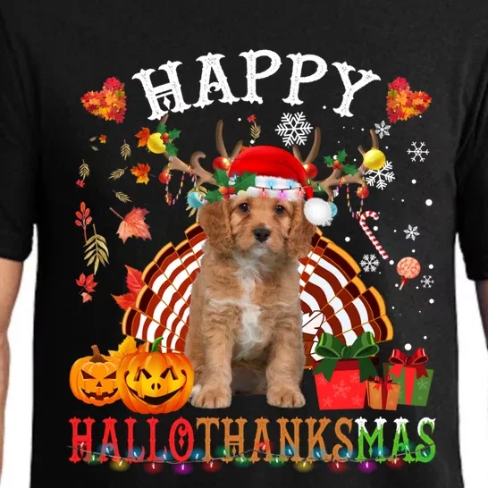 Halloween Thanksgiving Christmas Cavapoo Hallothanksmas Cute Gift Pajama Set