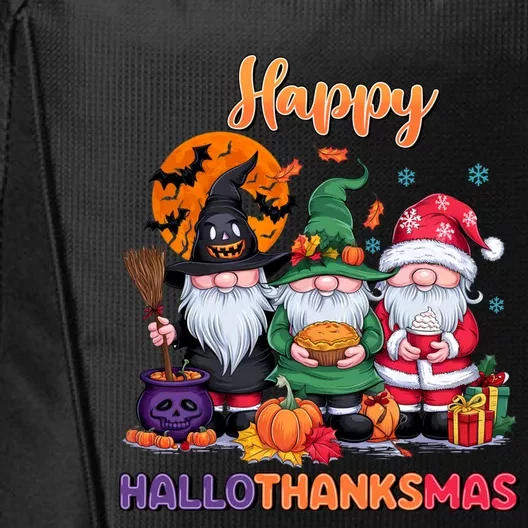 Halloween Thanksgiving Christmas Happy Hallothanksmas Gnomes Funny Gift City Backpack