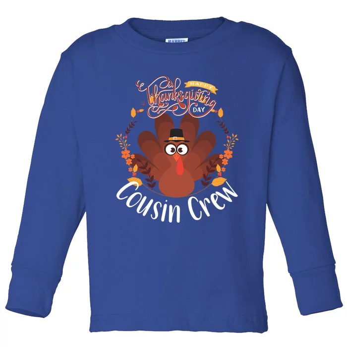 Happy Thanksgiving Cousin Crew Turkey Pajamas Gift Toddler Long Sleeve Shirt