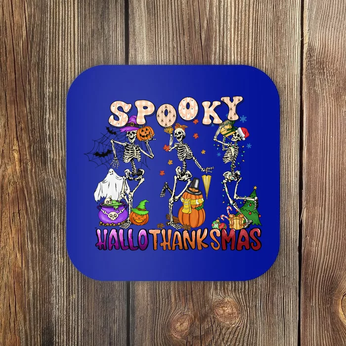 Halloween Thanksgiving Christmas Hallothanksmas Skeleton Gift Coaster