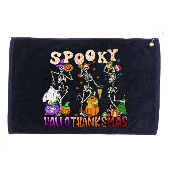 Halloween Thanksgiving Christmas Hallothanksmas Skeleton Gift Grommeted Golf Towel