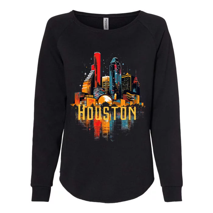 Houston Texas City Downtown Skyline Texas Hou Womens California Wash Sweatshirt