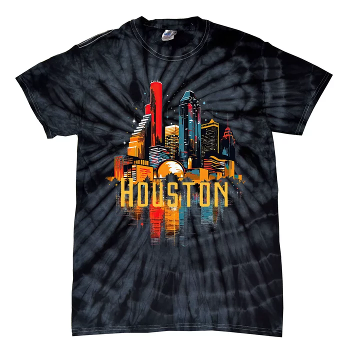 Houston Texas City Downtown Skyline Texas Hou Tie-Dye T-Shirt