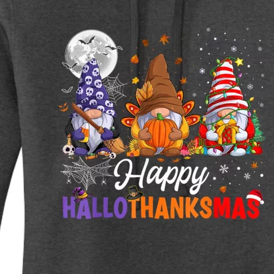 Halloween Thanksgiving Christmas Happy HalloThanksMas Gnomes Women's Pullover Hoodie