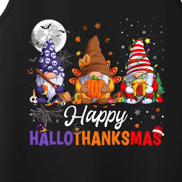 Halloween Thanksgiving Christmas Happy HalloThanksMas Gnomes Performance Tank