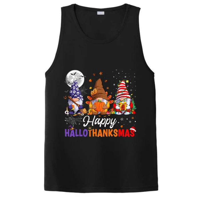 Halloween Thanksgiving Christmas Happy HalloThanksMas Gnomes Performance Tank