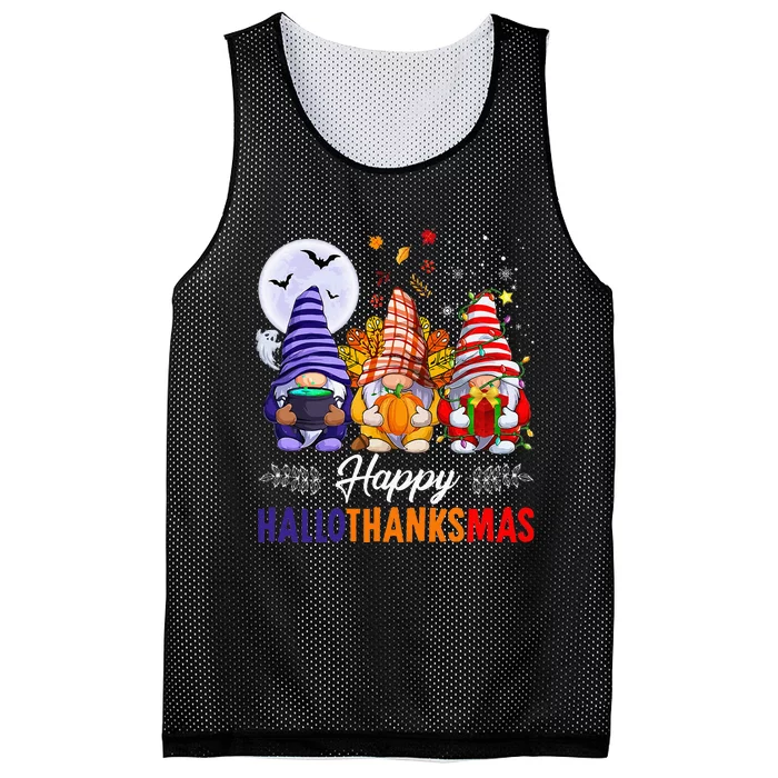 Halloween Thanksgiving Christmas Happy HalloThanksMas Gnomes Mesh Reversible Basketball Jersey Tank