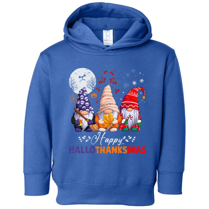 Halloween Thanksgiving Christmas Happy HalloThanksMas Gnomes Toddler Hoodie