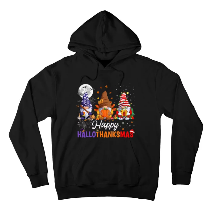 Halloween Thanksgiving Christmas Happy HalloThanksMas Gnomes Hoodie