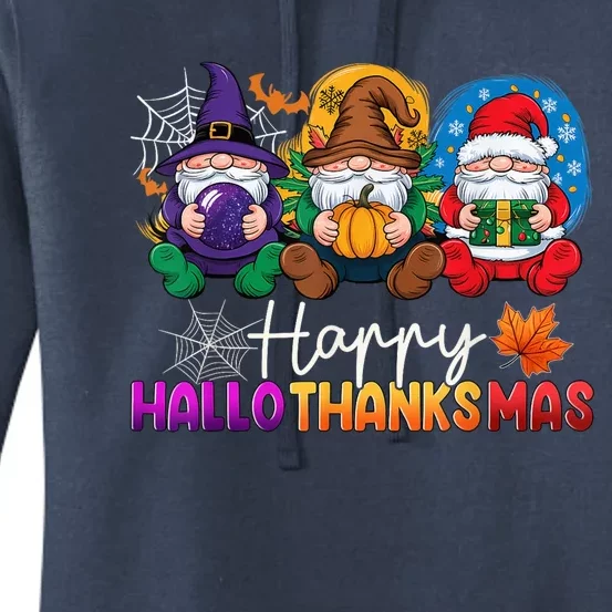 Halloween Thanksgiving Christmas Happy Hallothanksmas Gnomes Women's Pullover Hoodie