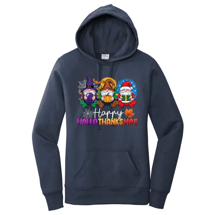 Halloween Thanksgiving Christmas Happy Hallothanksmas Gnomes Women's Pullover Hoodie