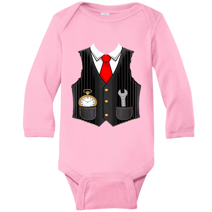 Halloween Train Conductor Costume Baby Long Sleeve Bodysuit