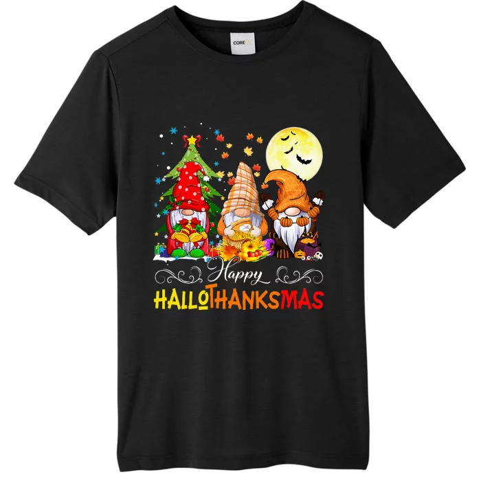 Halloween Thanksgiving Christmas Happy HalloThanksMas Gnomes ChromaSoft Performance T-Shirt