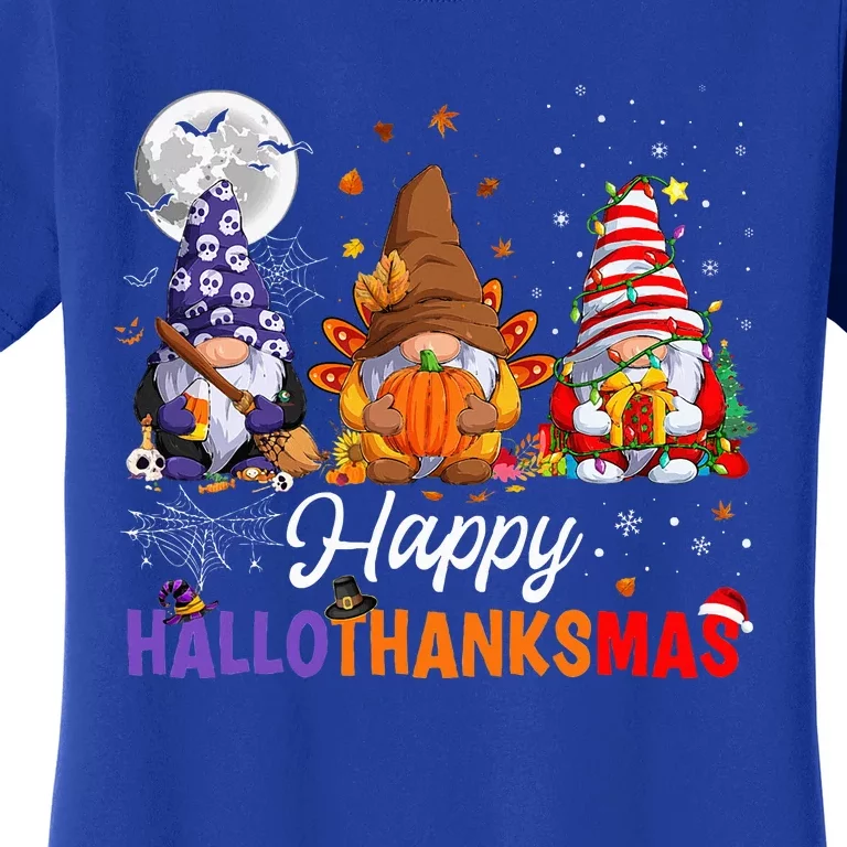 Halloween Thanksgiving Christmas Happy HalloThanksMas Gnomes Women's T-Shirt