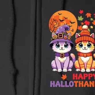 Halloween Thanksgiving Christmas Happy Hallothanksmas Cats Full Zip Hoodie