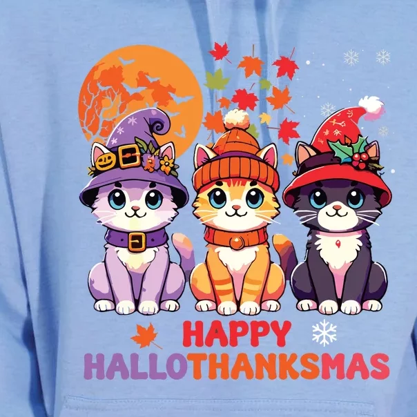 Halloween Thanksgiving Christmas Happy Hallothanksmas Cats Unisex Surf Hoodie