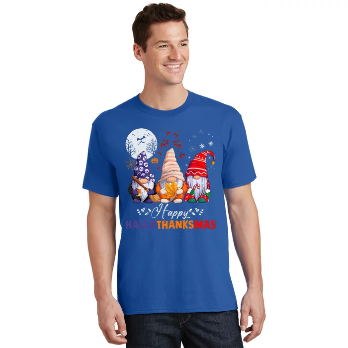 Halloween Thanksgiving Christmas Happy HalloThanksMas Gnomes T-Shirt