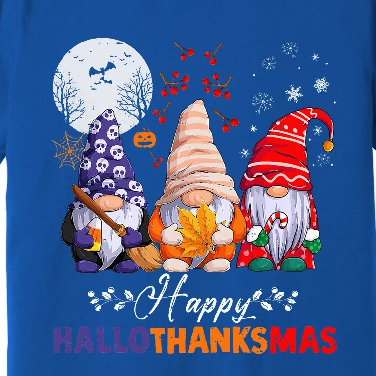 Halloween Thanksgiving Christmas Happy HalloThanksMas Gnomes Premium T-Shirt