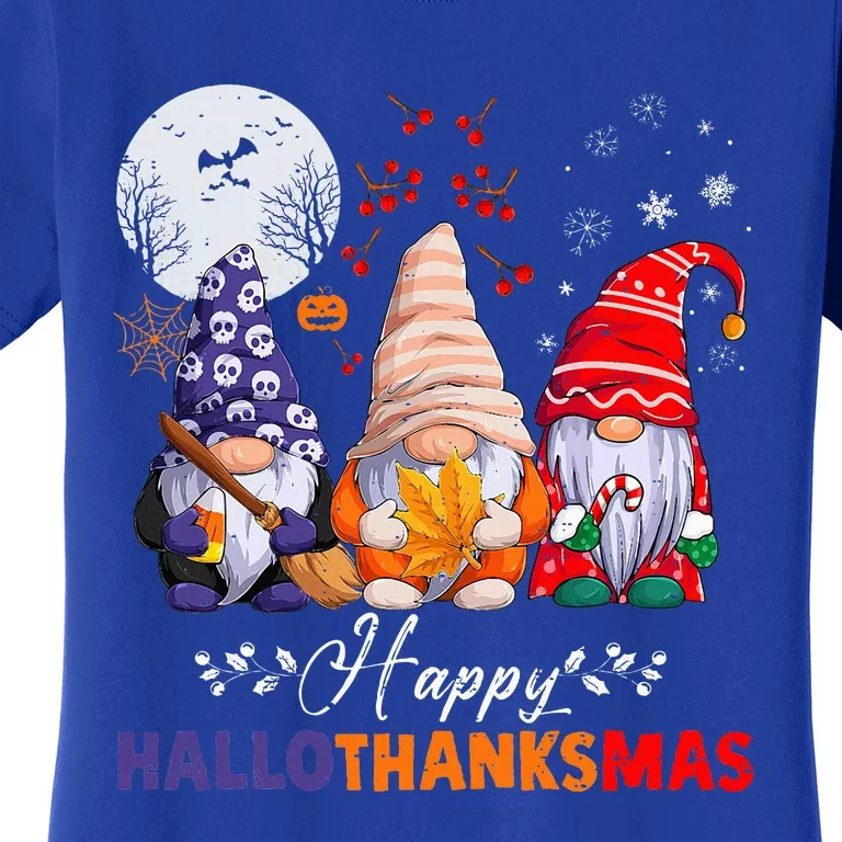 Halloween Thanksgiving Christmas Happy HalloThanksMas Gnomes Women's T-Shirt