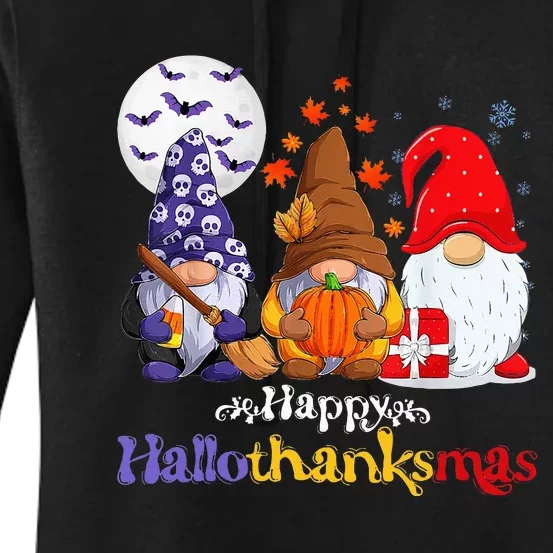 Halloween Thanksgiving Christmas Happy Hallothanksmas Gnomes Women's Pullover Hoodie