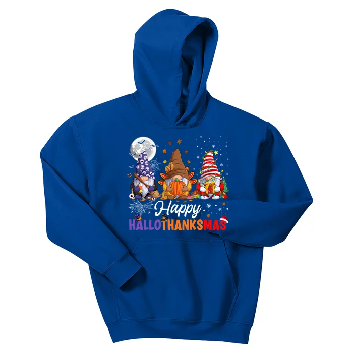 Halloween Thanksgiving Christmas Happy Hallothanksmas Gnomes Gift Kids Hoodie