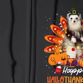 Halloween Thanksgiving Christmas Happy Hallothanksmas Ferret Full Zip Hoodie