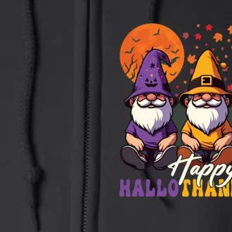 Halloween Thanksgiving Christmas Happy Hallothanksmas Gnomes Full Zip Hoodie