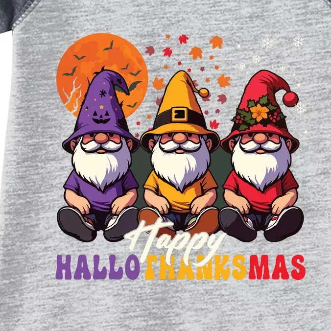 Halloween Thanksgiving Christmas Happy Hallothanksmas Gnomes Infant Baby Jersey Bodysuit