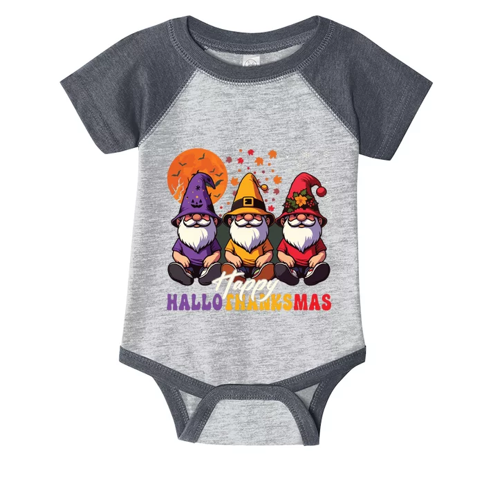 Halloween Thanksgiving Christmas Happy Hallothanksmas Gnomes Infant Baby Jersey Bodysuit