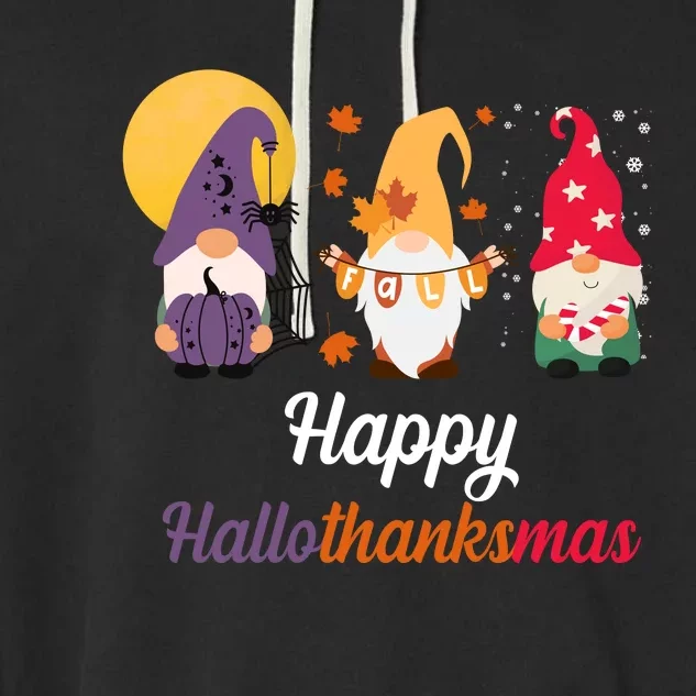 Halloween Thanksgiving Christmas Holiday Gnomes Garment-Dyed Fleece Hoodie