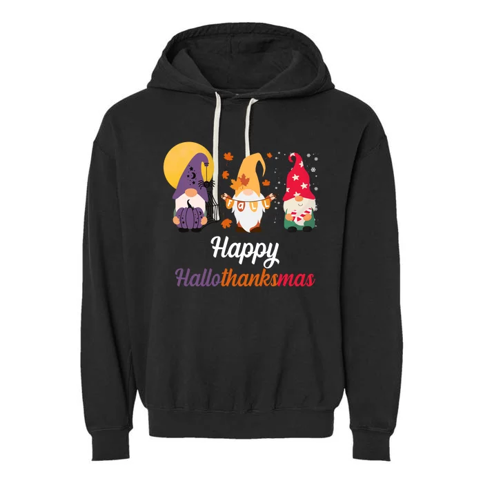 Halloween Thanksgiving Christmas Holiday Gnomes Garment-Dyed Fleece Hoodie