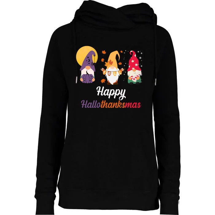 Halloween Thanksgiving Christmas Holiday Gnomes Womens Funnel Neck Pullover Hood