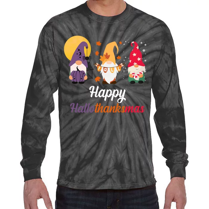 Halloween Thanksgiving Christmas Holiday Gnomes Tie-Dye Long Sleeve Shirt