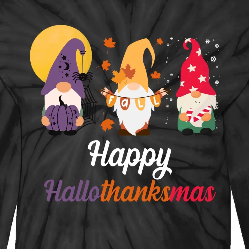 Halloween Thanksgiving Christmas Holiday Gnomes Tie-Dye Long Sleeve Shirt