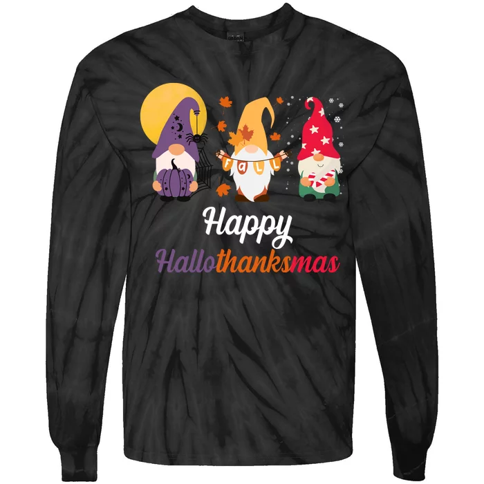 Halloween Thanksgiving Christmas Holiday Gnomes Tie-Dye Long Sleeve Shirt