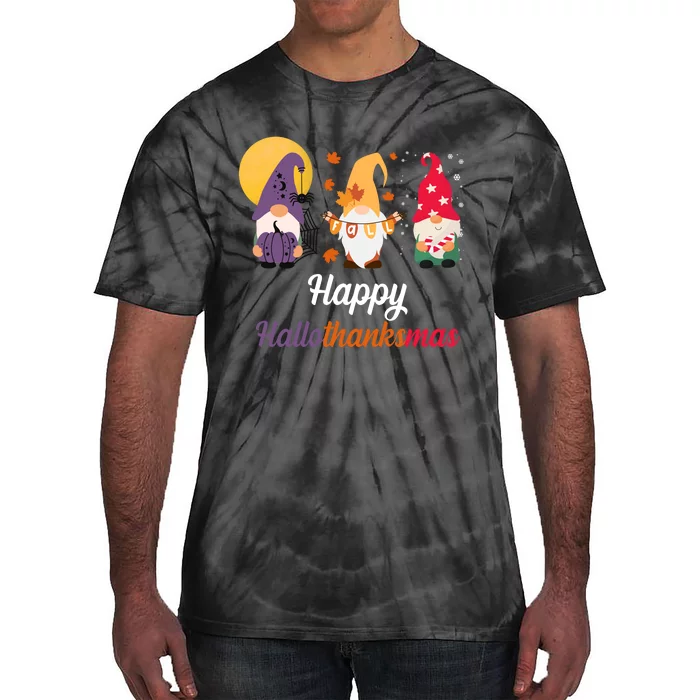 Halloween Thanksgiving Christmas Holiday Gnomes Tie-Dye T-Shirt